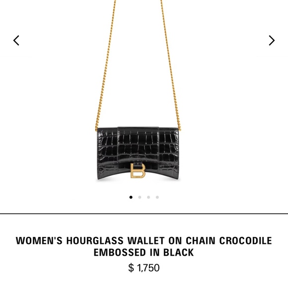 Baleciaga hourglass wallet on chain black croc - Picture 1 of 9